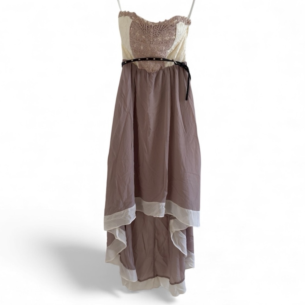 NWT Vanity Elegant Strapless Dress with Lace Detail